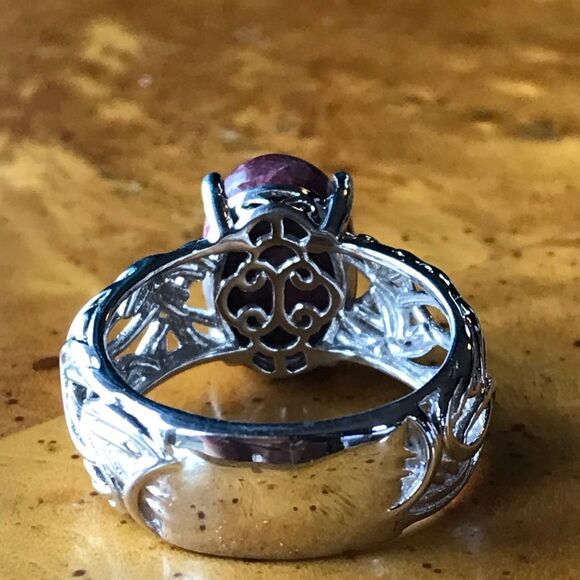 Norwegian Thulite Sterling Silver Ring Size 10 - Picture 7 of 9